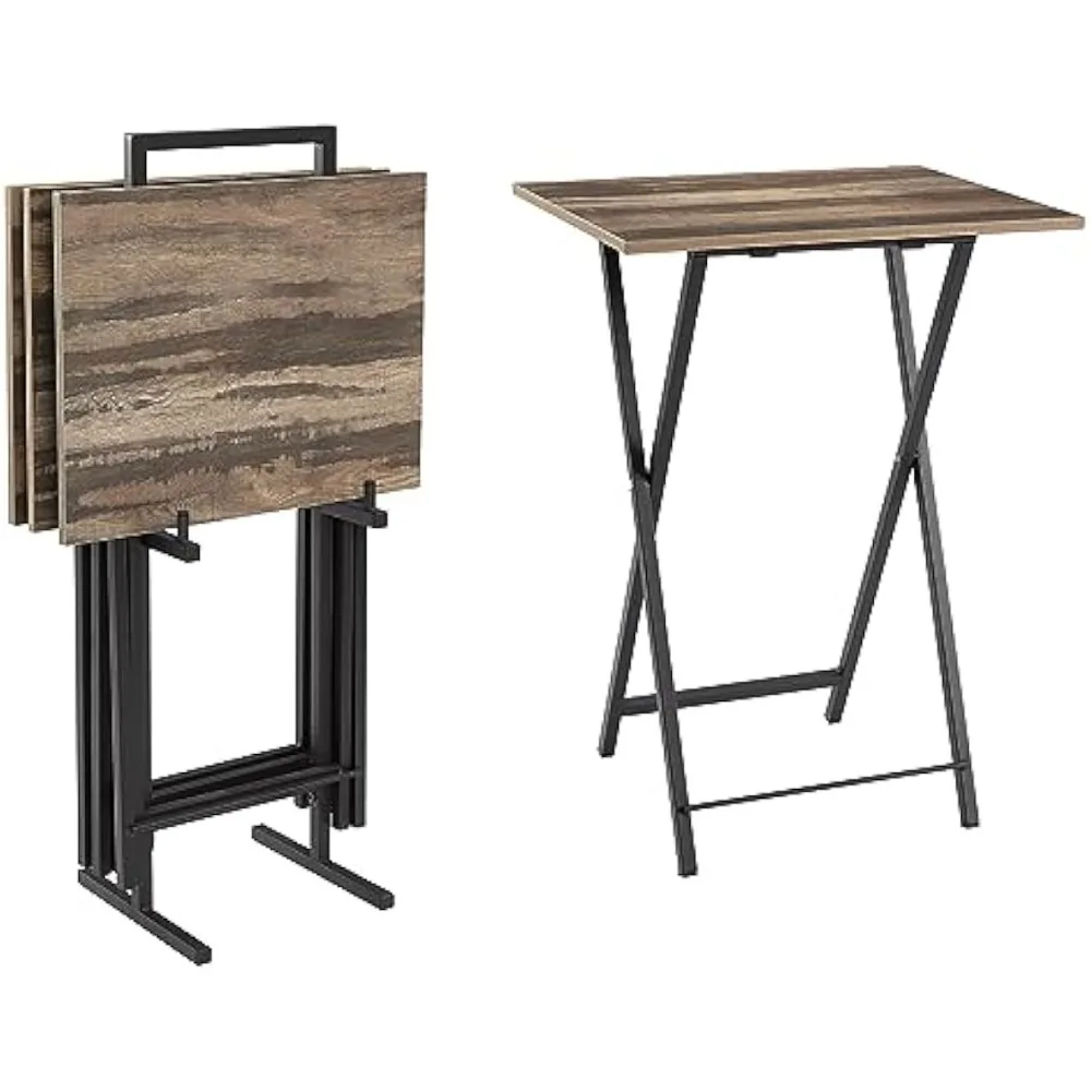 Folding TV Tray Tables, Set of 4 with Stand, Industrial Gray Particleboard, Easy Assembly, Space Saving, Bedroom Living Room
Folding TV Tray Tables, Set of 4 with Stand, Industrial Gray Particleboard, Easy Assembly, Space Saving, Bedroom Living Room