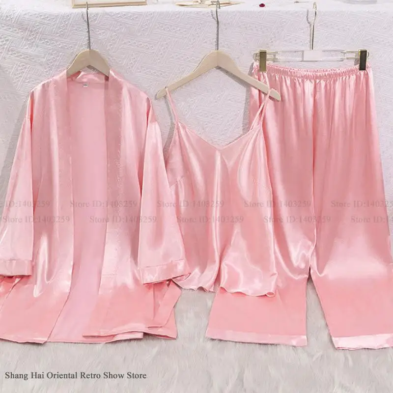 PLUS SIZE Satin 3PCS Robe Pajamas Set Spring Summer New Women Sleepwear Kimono Gown Bathrobe Loose Homewear Loungewear Lingerie
PLUS SIZE Satin 3PCS Robe Pajamas Set Spring Summer New Women Sleepwear Kimono Gown Bathrobe Loose Homewear Loungewear Lingerie