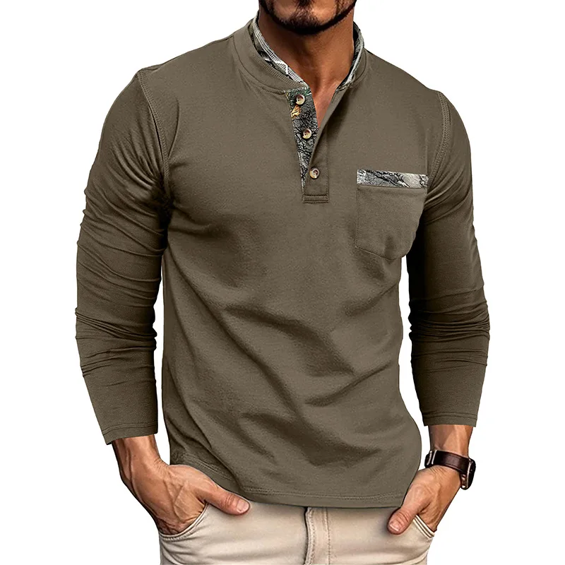 New Autumn and Winter Men's Long-sleeved Henry Shirt Men's Double Neck Contrasting Casual T-shirt Top
New Autumn and Winter Men's Long-sleeved Henry Shirt Men's Double Neck Contrasting Casual T-shirt Top