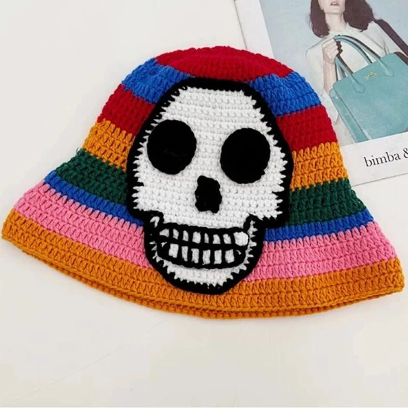 Trendy Skeleton Embroidery Fisherman Hat Winter Handmade Crochet Knitted Hip Hop Bucket Hat Round Basin Hat Halloween Cold Caps
Trendy Skeleton Embroidery Fisherman Hat Winter Handmade Crochet Knitted Hip Hop Bucket Hat Round Basin Hat Halloween Cold Caps