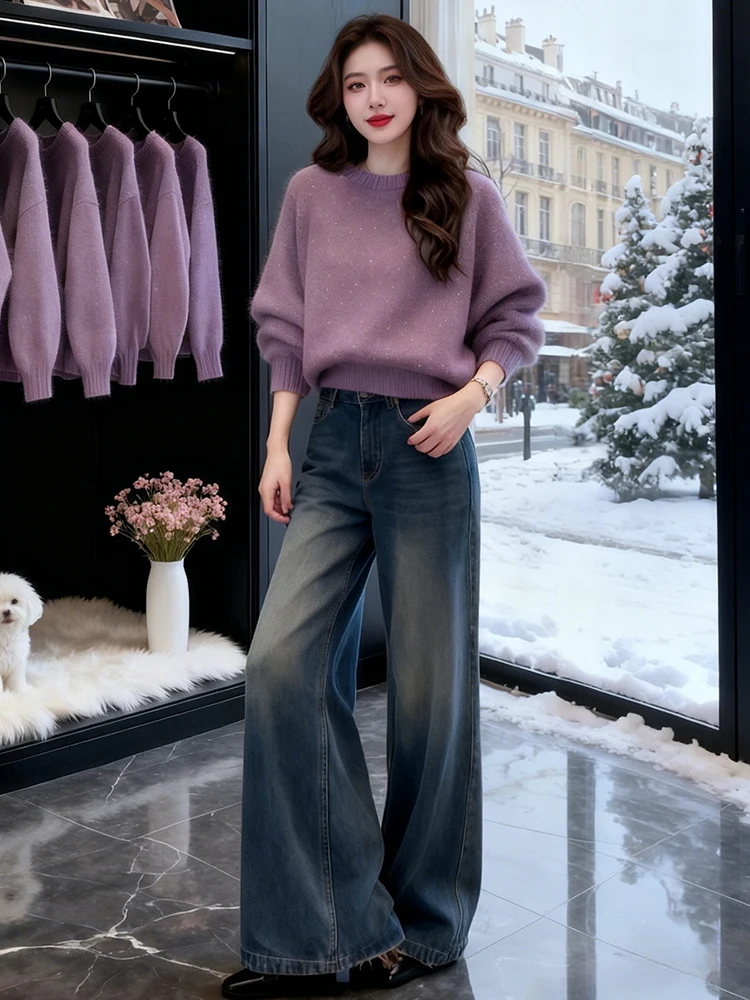 Korean Sle Age-Defng Trendy Women's Knitwear Loose Lazy Sle Winter Faion Long Sve round Ne Pullover Top
Korean Sle Age-Defng Trendy Women's Knitwear Loose Lazy Sle Winter Faion Long Sve round Ne Pullover Top