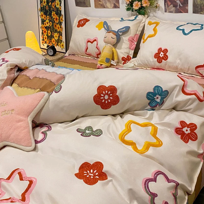 Floral Bedding Set Soft Flat Sheets Love Heart Duvet Cover Pillowcase Polyester Bed Linen Single Queen Full King Size for Girls
Floral Bedding Set Soft Flat Sheets Love Heart Duvet Cover Pillowcase Polyester Bed Linen Single Queen Full King Size for Girls