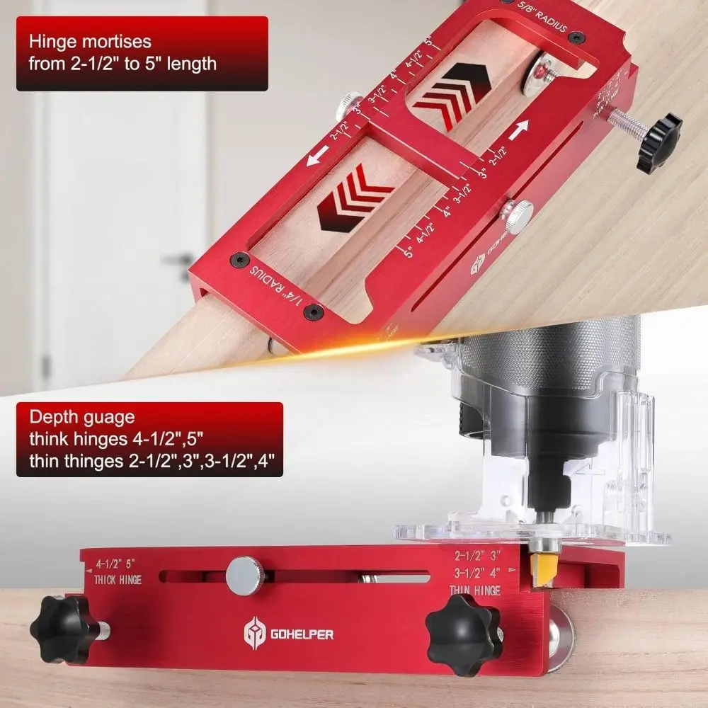Square/Radius Corners Door Hinge Jig Multi-Function Adjustable Door Mortise Jig Universal Hinge Router Template