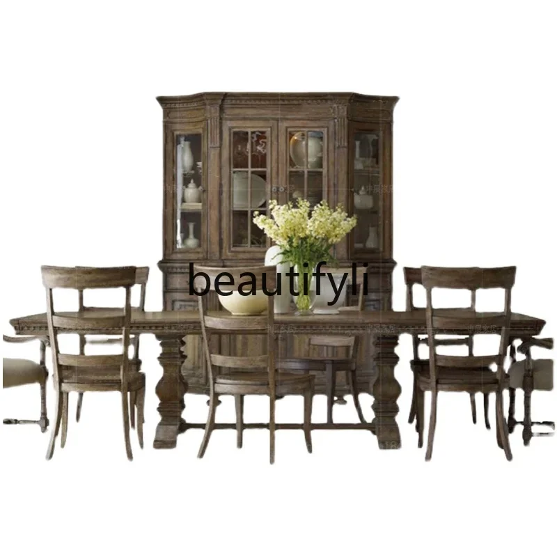 European-style all-solid wood dining room cabinet, living room complete set of furniture combination, side glass wine cabinet
European-style all-solid wood dining room cabinet, living room complete set of furniture combination, side glass wine cabinet