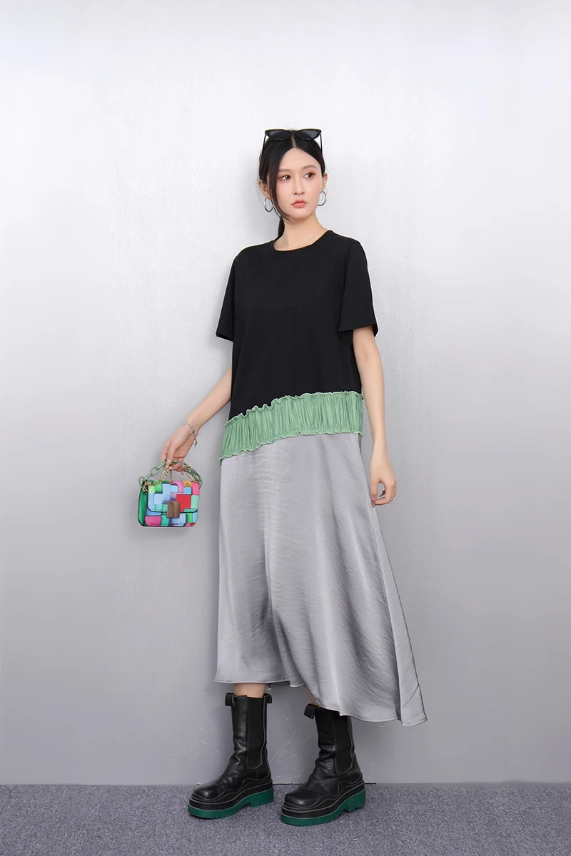 2025 Summer Fashion Elegant Loose Patchwork O-Neck Long Dresses Women Short Sleeve Dress Ladies Wholesale J1111
2025 Summer Fashion Elegant Loose Patchwork O-Neck Long Dresses Women Short Sleeve Dress Ladies Wholesale J1111