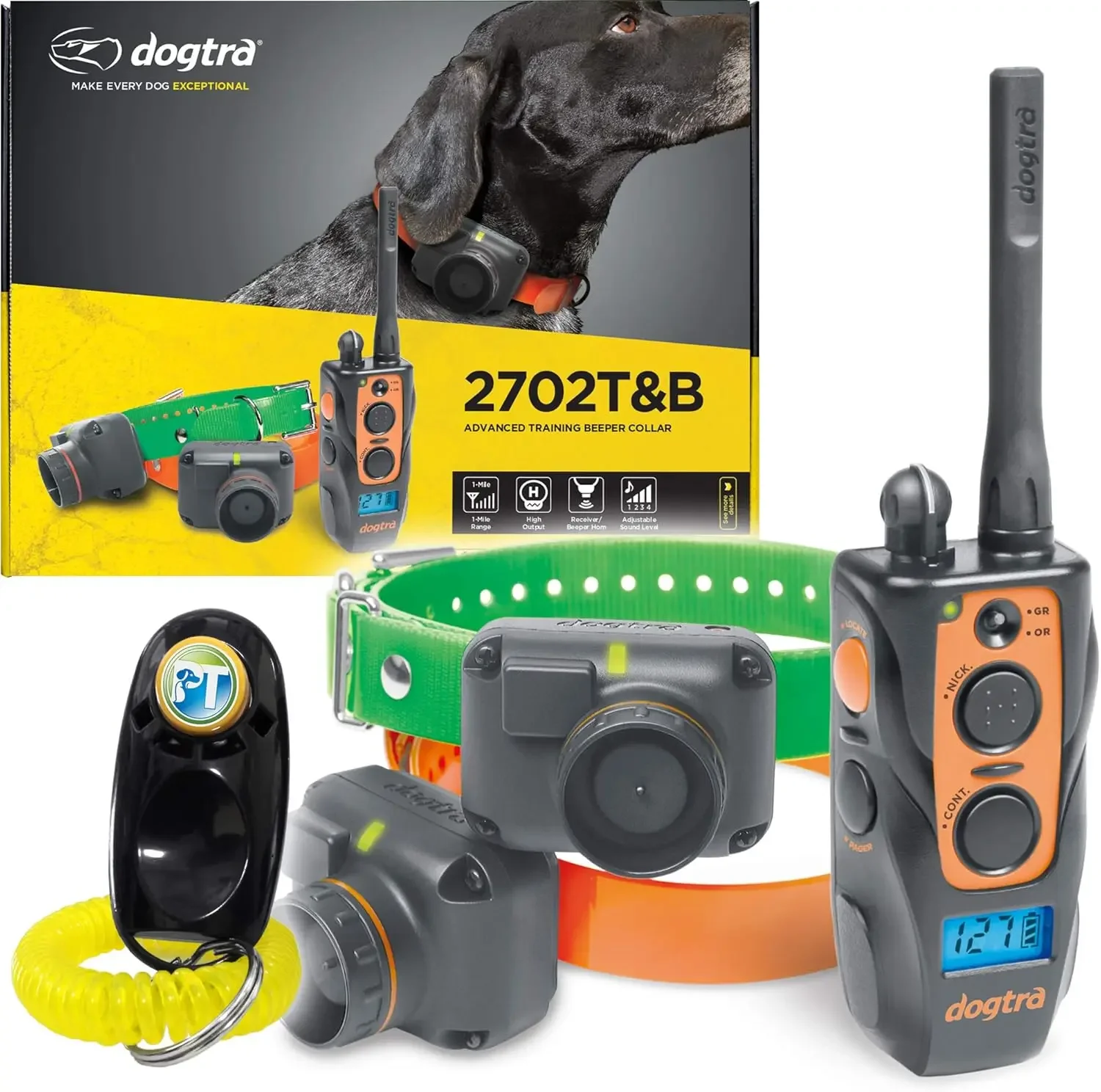 Beeper Collar with 1 Mile Range, Fully Waterproof, Rechargeable, Static, Vibration, w/PetsTEK Dog Training Clicker
Beeper Collar with 1 Mile Range, Fully Waterproof, Rechargeable, Static, Vibration, w/PetsTEK Dog Training Clicker