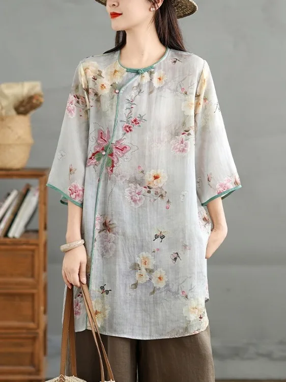 Новый китайский национальный тренд, асимметричная вышитая льняная печать, длинный размер, женские средней длины, семипозиционные, круглые... 
Новый китайский национальный тренд, асимметричная вышитая льняная печать, длинный размер, женские средней длины, семипозиционные, круглые...