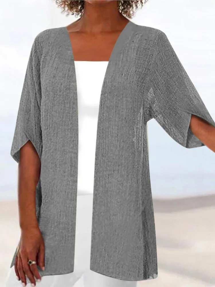 Women's Casual Solid Cardigan V-neck Loose Half Sleeve Basic Coat Female Spring Summer Vacation Office Lady Work Simple Cardigan
Women's Casual Solid Cardigan V-neck Loose Half Sleeve Basic Coat Female Spring Summer Vacation Office Lady Work Simple Cardigan