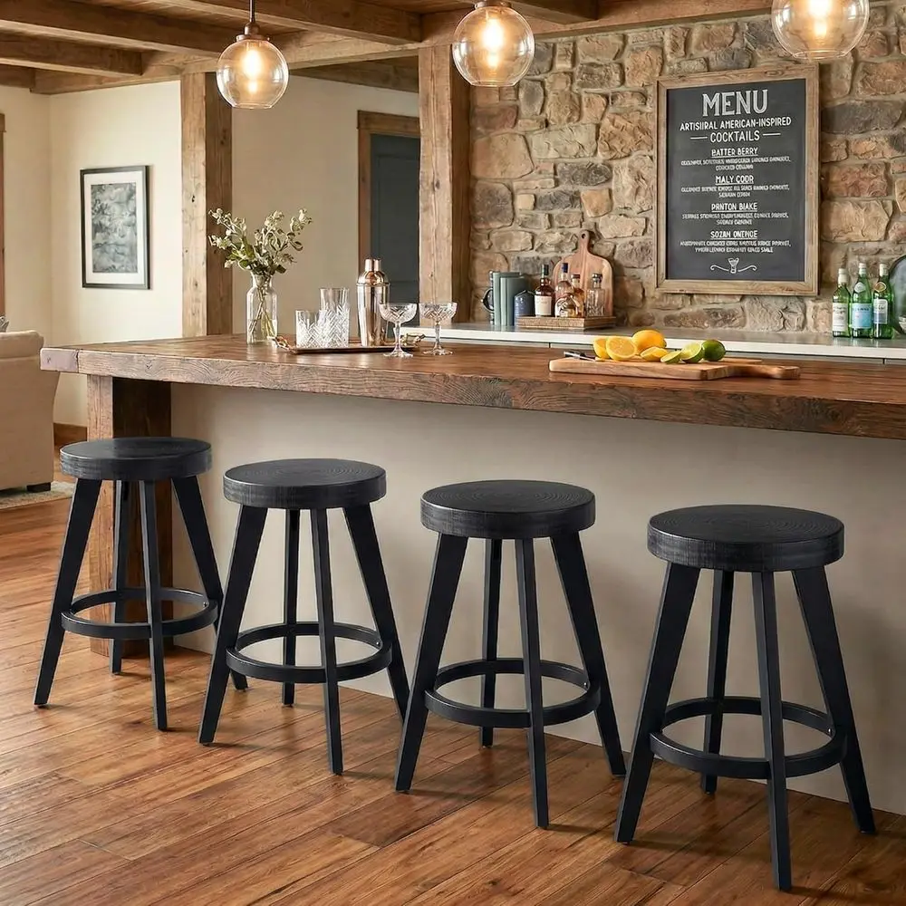 Set of 4 Wooden Counter Height Stools, 24 Inch Vintage Barstools for Kitchen, Bar, Dining Room, Black
Set of 4 Wooden Counter Height Stools, 24 Inch Vintage Barstools for Kitchen, Bar, Dining Room, Black