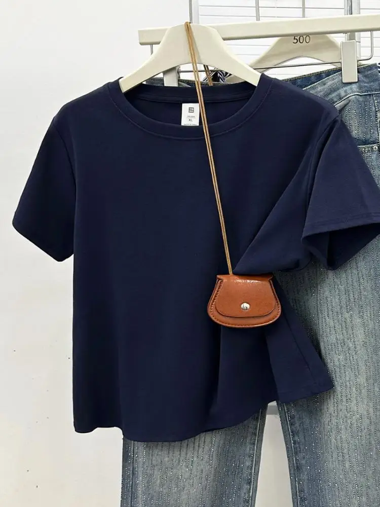 Blue Short Sleeve Pure Cotton T-Shirt Women plus Size Korean Style round Neck Slimming Top Casual Fashion plus Size Women
Blue Short Sleeve Pure Cotton T-Shirt Women plus Size Korean Style round Neck Slimming Top Casual Fashion plus Size Women