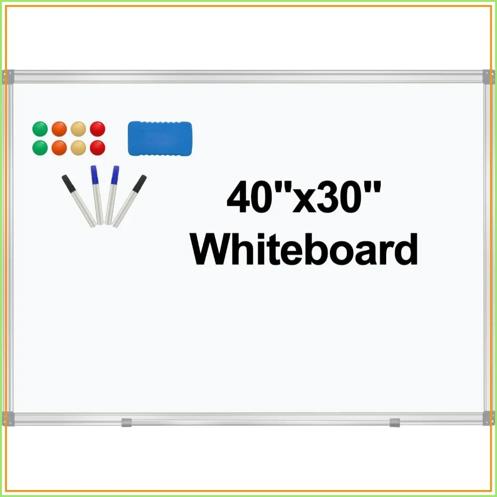 Wall-Mounted Dry Erase Board, Magnetic Whiteboard with Long Pen Tray, 40"x30", for Office, School, Home
Wall-Mounted Dry Erase Board, Magnetic Whiteboard with Long Pen Tray, 40"x30", for Office, School, Home