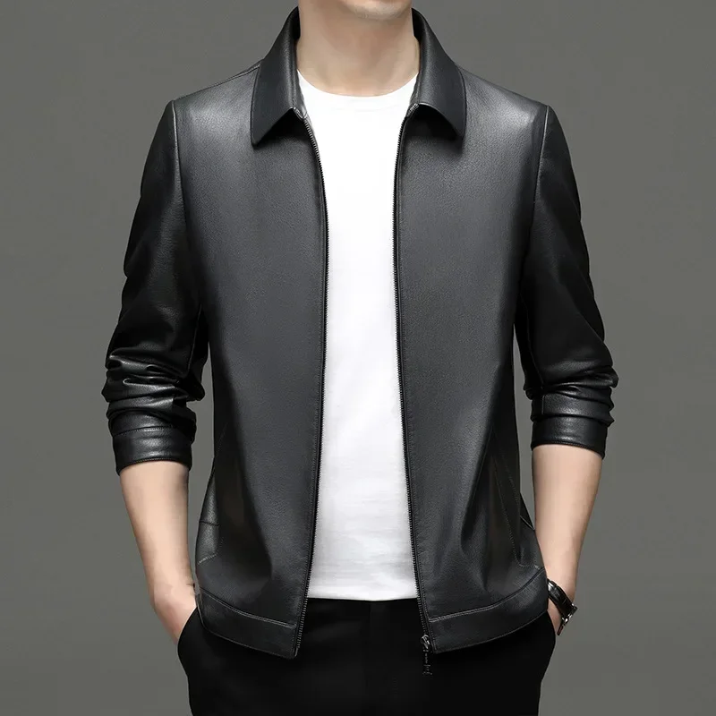 High Quality Men's Leather Jacket Turn-Down Collar Slim Fit Business Leather Coat for Autumn & Winter Biker Jacket Men PU-017
High Quality Men's Leather Jacket Turn-Down Collar Slim Fit Business Leather Coat for Autumn & Winter Biker Jacket Men PU-017
