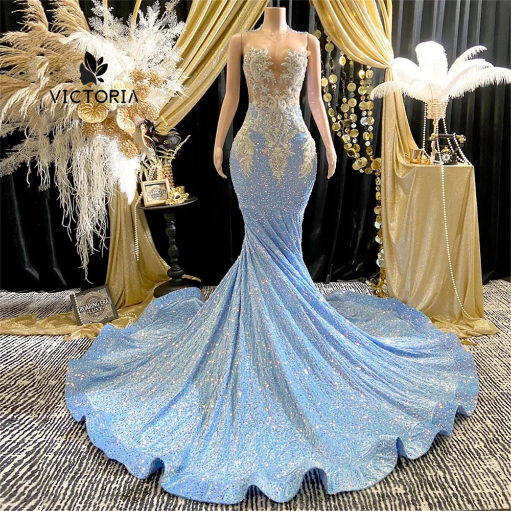 Glamorous Blue Beaded Rhinestones Black Prom Dresses Half Sleeves Mermaid Birthday Dress Black Girls Evening Gown Customized
Glamorous Blue Beaded Rhinestones Black Prom Dresses Half Sleeves Mermaid Birthday Dress Black Girls Evening Gown Customized