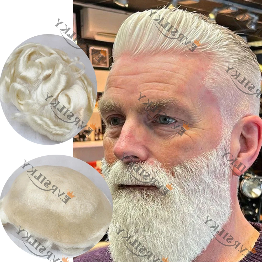 60r# #613 Blonde Men's 0.06mm Thin Skin Poly Transparent PU HumanHair Prosthes 1B10 520# 22r# White Grey Natural Hairline Toupee
60r# #613 Blonde Men's 0.06mm Thin Skin Poly Transparent PU HumanHair Prosthes 1B10 520# 22r# White Grey Natural Hairline Toupee