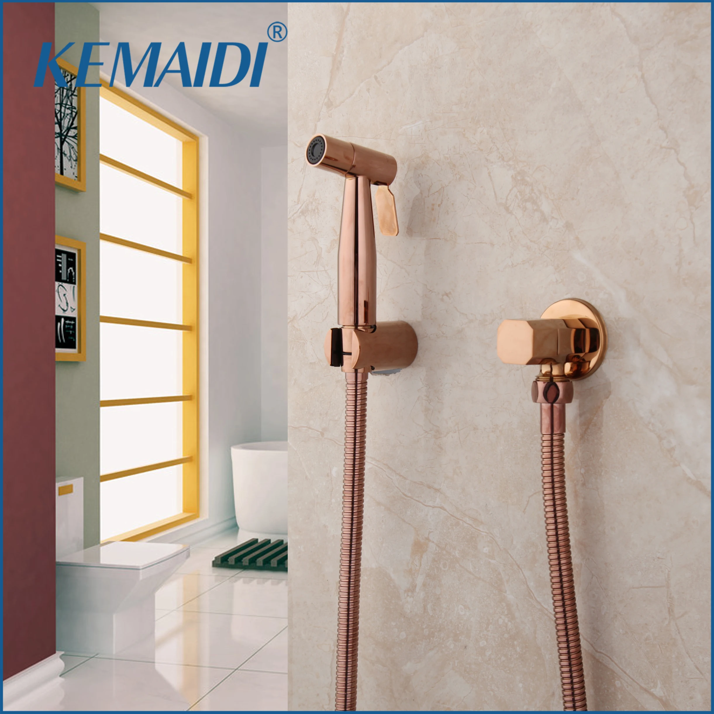 KEMAIDI Rose Gold Bidet Faucets Wall Mount Bathroom Shower Toilet Faucet With Hand Shower Bathroom Hot Cold Water Tap
KEMAIDI Rose Gold Bidet Faucets Wall Mount Bathroom Shower Toilet Faucet With Hand Shower Bathroom Hot Cold Water Tap
