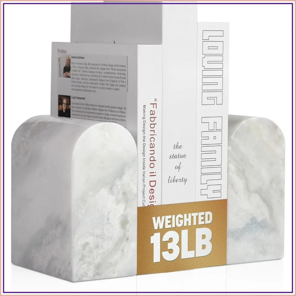 13LBS Ultra Heavy Duty Natural Marble Bookends, Non-Slip Bookshelf Holder for Home Office Decor
13LBS Ultra Heavy Duty Natural Marble Bookends, Non-Slip Bookshelf Holder for Home Office Decor