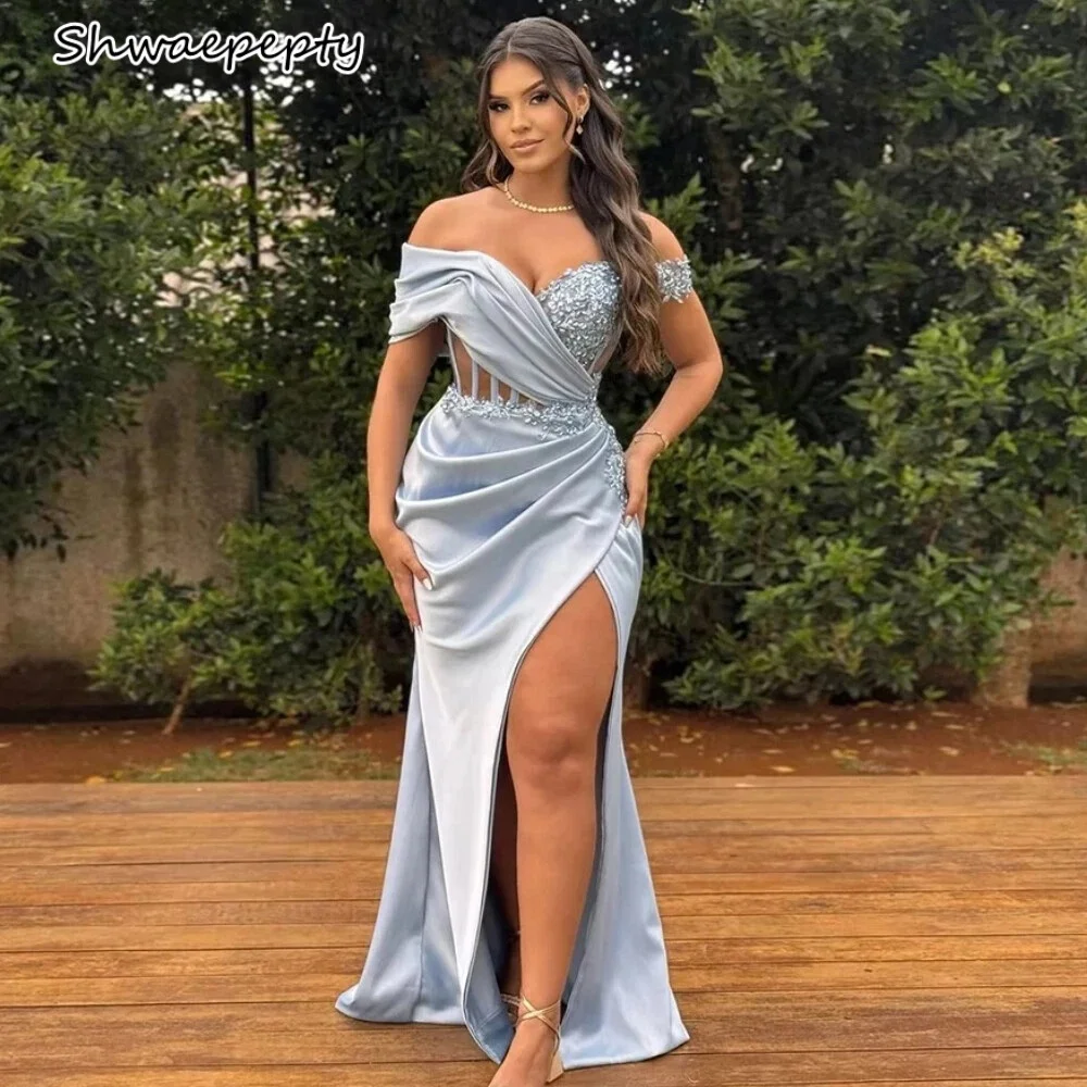 Elegant Mermaid Evening Dresses High Split Off Shoulder Applique Beaded Long Party Gowns Customized Women Special Occasion Wear
Elegant Mermaid Evening Dresses High Split Off Shoulder Applique Beaded Long Party Gowns Customized Women Special Occasion Wear