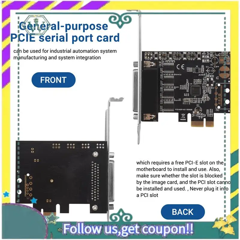 NEW PCI-E Serial Port Card Pcie To 4 Serial Port RS232 9-Pin Industrial Control 4-Port Expansion Card AX99100 With Cable
NEW PCI-E Serial Port Card Pcie To 4 Serial Port RS232 9-Pin Industrial Control 4-Port Expansion Card AX99100 With Cable