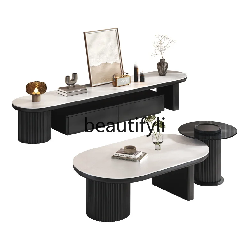 Light luxury relief rock slab TV cabinet coffee table combination high value household
Light luxury relief rock slab TV cabinet coffee table combination high value household
