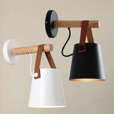 LED Wall Light Wood Wall Lamp Bed Bedside Light Night Lights Modern Nordic Lampshade Home Decor White & Black Belt E27 85-265V
LED Wall Light Wood Wall Lamp Bed Bedside Light Night Lights Modern Nordic Lampshade Home Decor White & Black Belt E27 85-265V