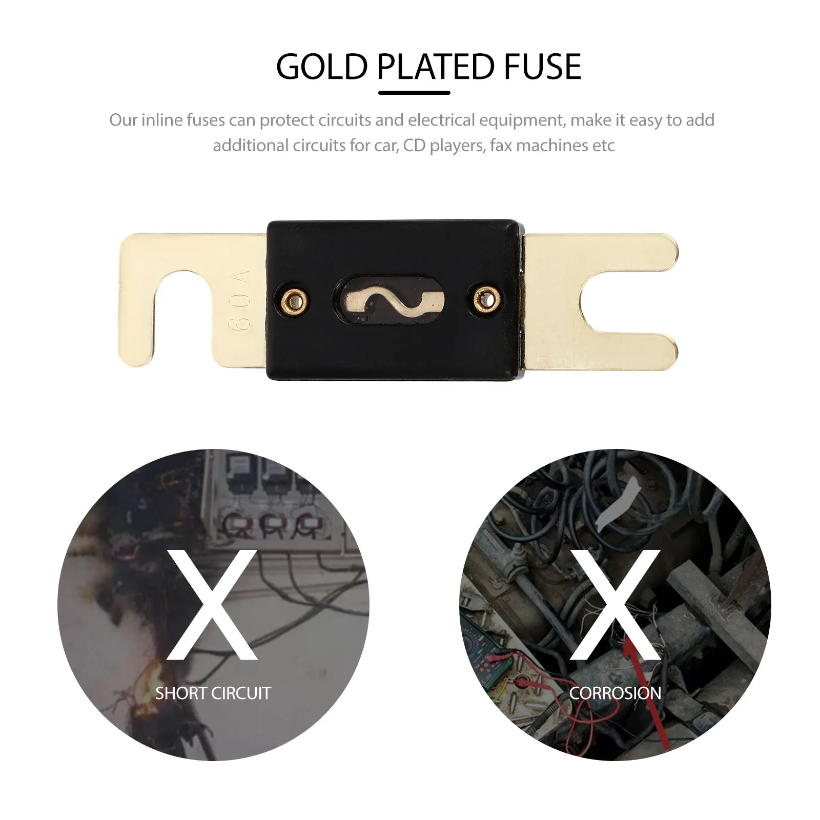 6pcs 60A Gold Plated Inline Anl For Car Audio Video System High Conductivity Corrosion Resistant Heat Resistant Overcurrent 
6pcs 60A Gold Plated Inline Anl For Car Audio Video System High Conductivity Corrosion Resistant Heat Resistant Overcurrent