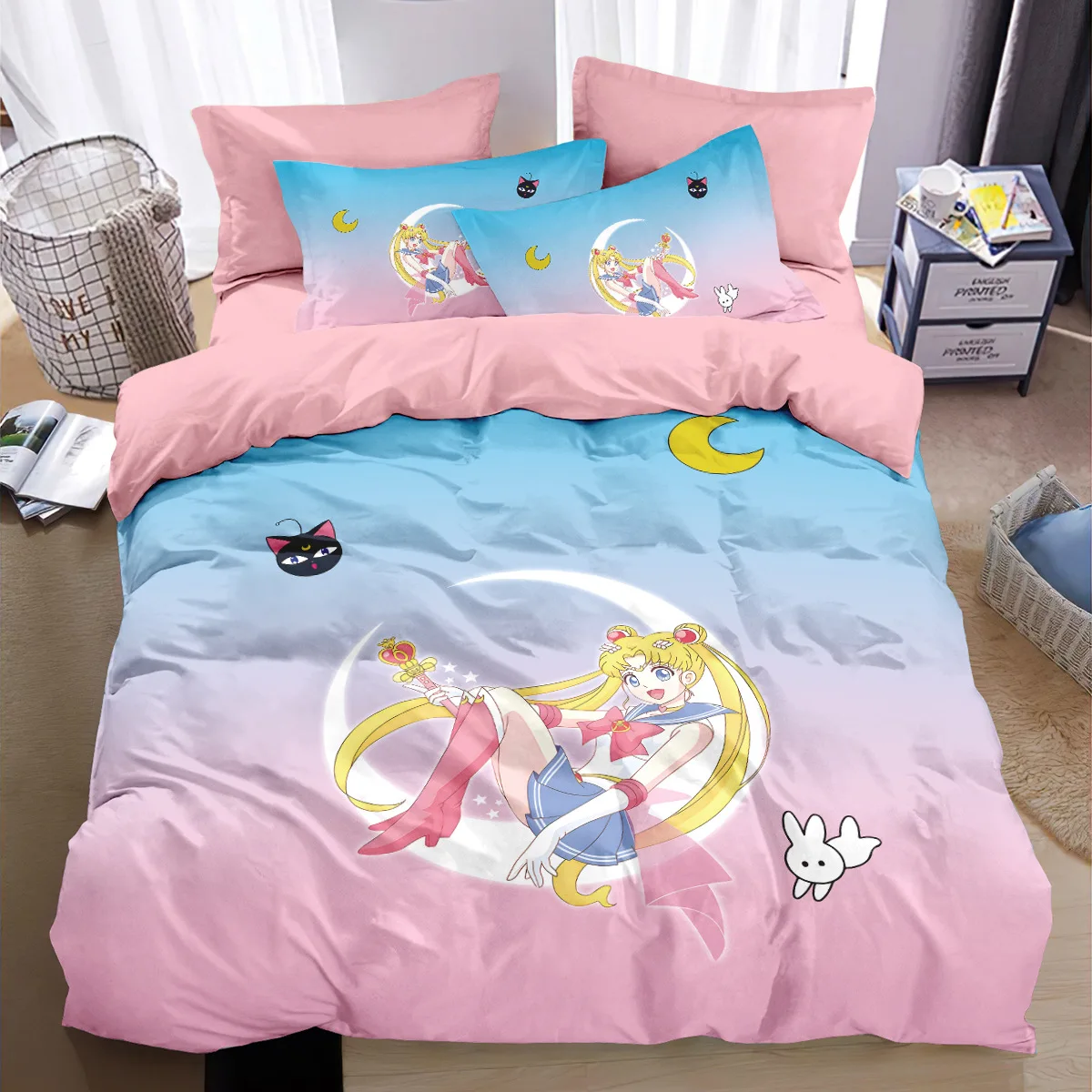 Kawaii Sailor Moons Bedding Set for Girls 3D Pattern Luxury Duvet Cover Pink Comforter Twin Duvet Cover Set with Pillowcase
Kawaii Sailor Moons Bedding Set for Girls 3D Pattern Luxury Duvet Cover Pink Comforter Twin Duvet Cover Set with Pillowcase