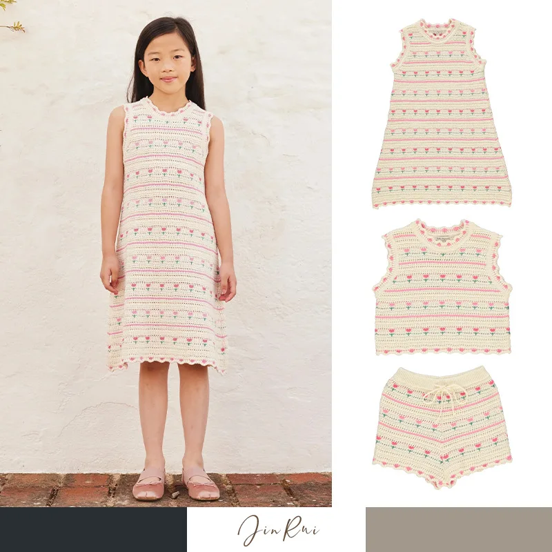 Spot Goods2025Spring Summer Cotton Gauze Girls' Sleeveless Vest Dress Tulip Flower Knitted Dress
Spot Goods2025Spring Summer Cotton Gauze Girls' Sleeveless Vest Dress Tulip Flower Knitted Dress