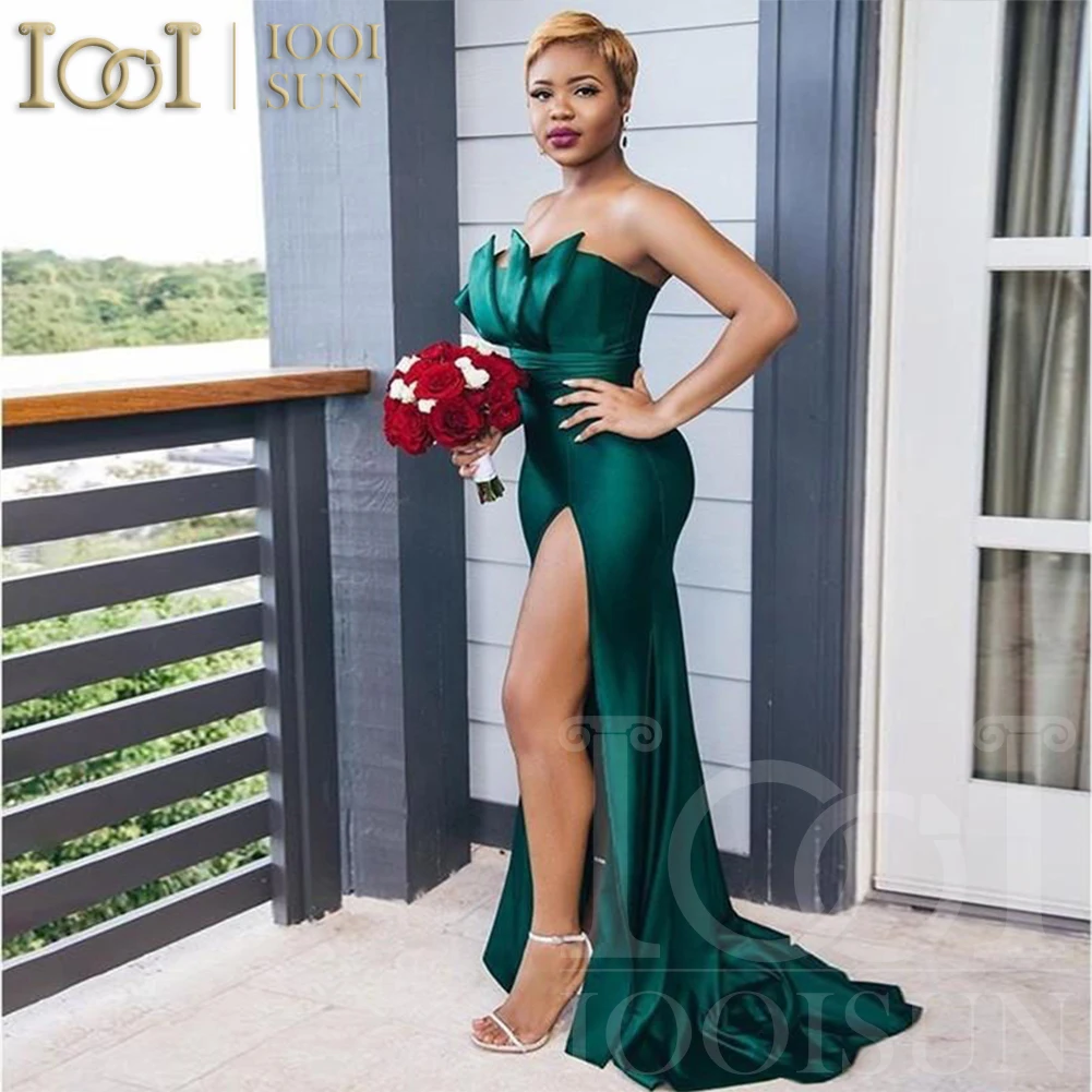 IOOISUN Emerald Green Satin Mermaid Gown Customized Side Split Bridesmaid Dress Evening Formal Wedding Party Dress
IOOISUN Emerald Green Satin Mermaid Gown Customized Side Split Bridesmaid Dress Evening Formal Wedding Party Dress