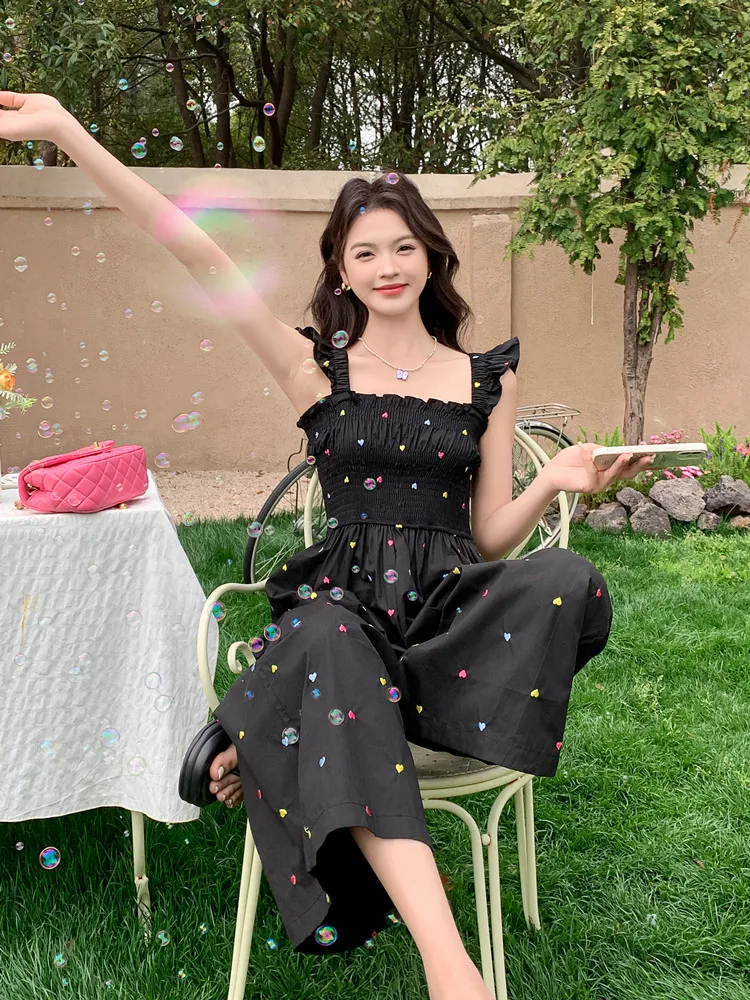 Black Embroidered Heart Jumpsuit Women's Korean Style Sweet Small Size Wood Grain Jumpsuit Casual High Waist Polyester F...
Black Embroidered Heart Jumpsuit Women's Korean Style Sweet Small Size Wood Grain Jumpsuit Casual High Waist Polyester F...