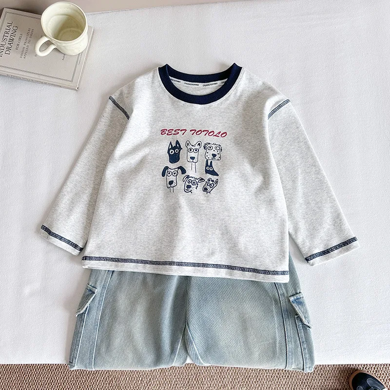 Kids Clothes Casual T-shirts New Korean-style Color-matching Puppy Versatile Printed Top Autumn Boys and Girls T-Shirts
Kids Clothes Casual T-shirts New Korean-style Color-matching Puppy Versatile Printed Top Autumn Boys and Girls T-Shirts