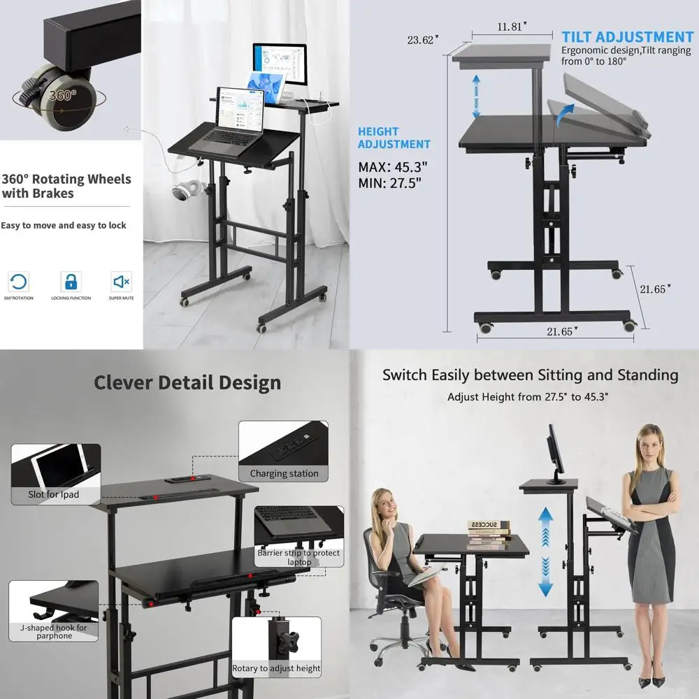 Портативный регулируемый стол для ноутбука с зарядной станцией, мобильный стол-трансформер для дома и офиса, черный
Портативный регулируемый стол для ноутбука с зарядной станцией, мобильный стол-трансформер для дома и офиса, черный
