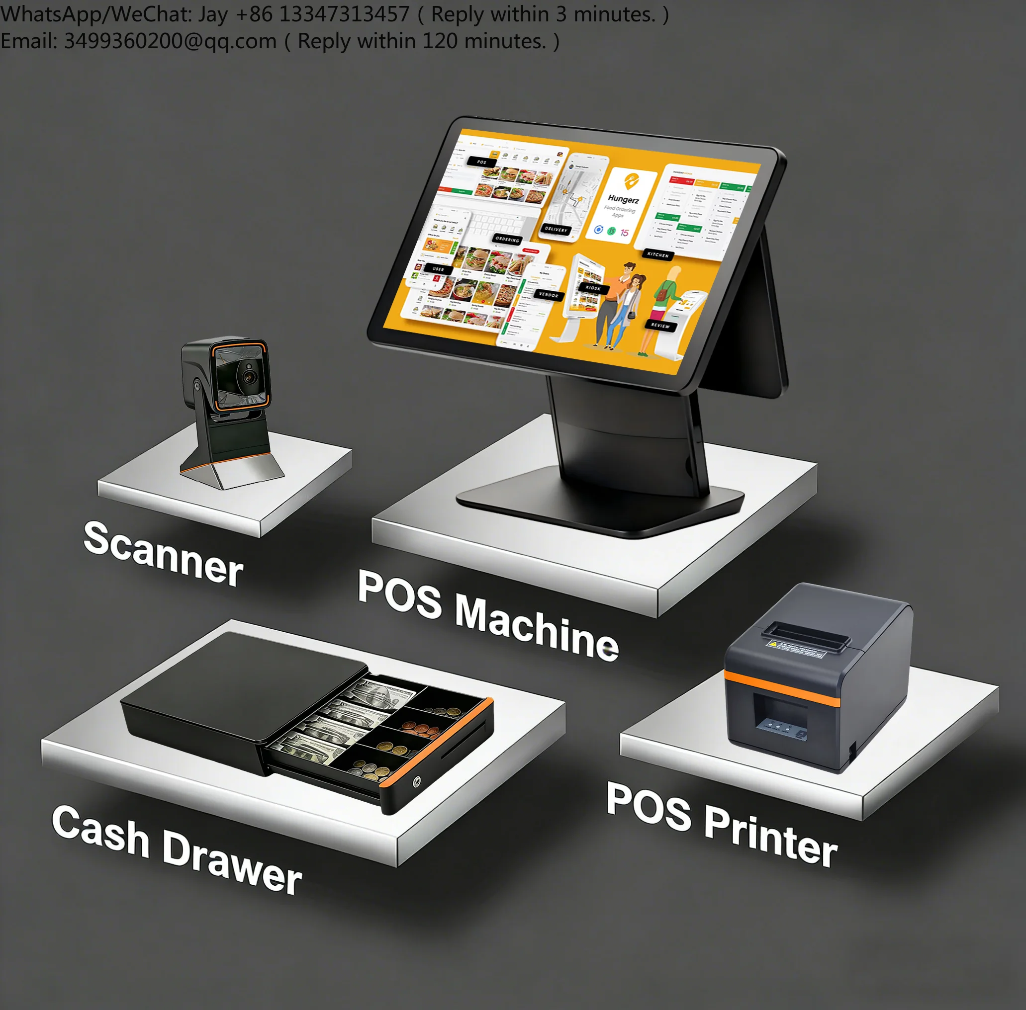 Dual Screen High Resolution Portable Capacitive Screen Pos Machine Android Terminal Pos System With Cash Register