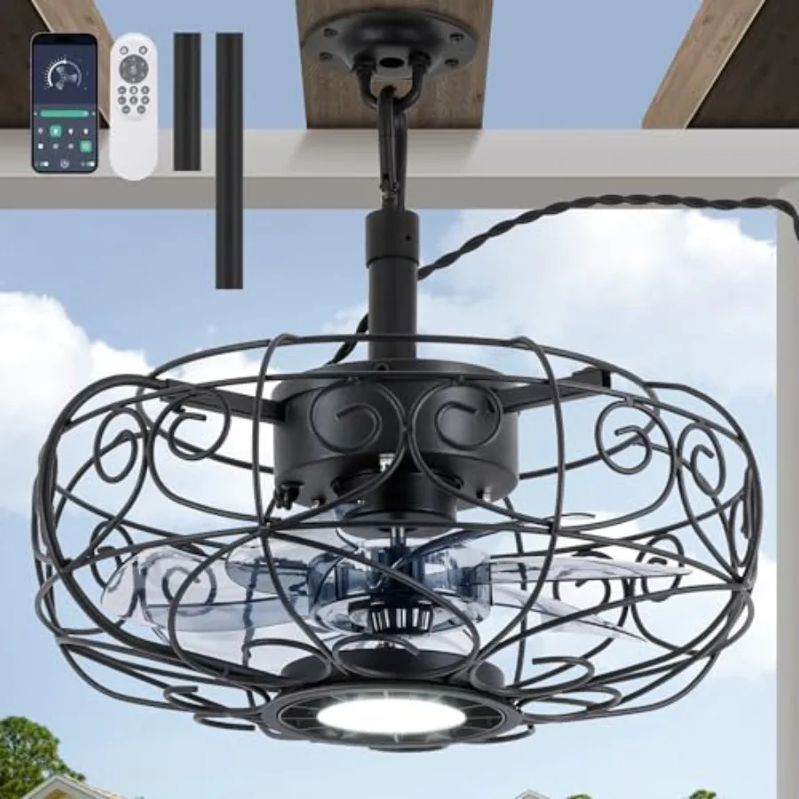 Outdoor waterproof gazebo fan with aluminum blades, white finish, 3CCT light, 6-speeds, APP remote control for porch, pergola,
Outdoor waterproof gazebo fan with aluminum blades, white finish, 3CCT light, 6-speeds, APP remote control for porch, pergola,
