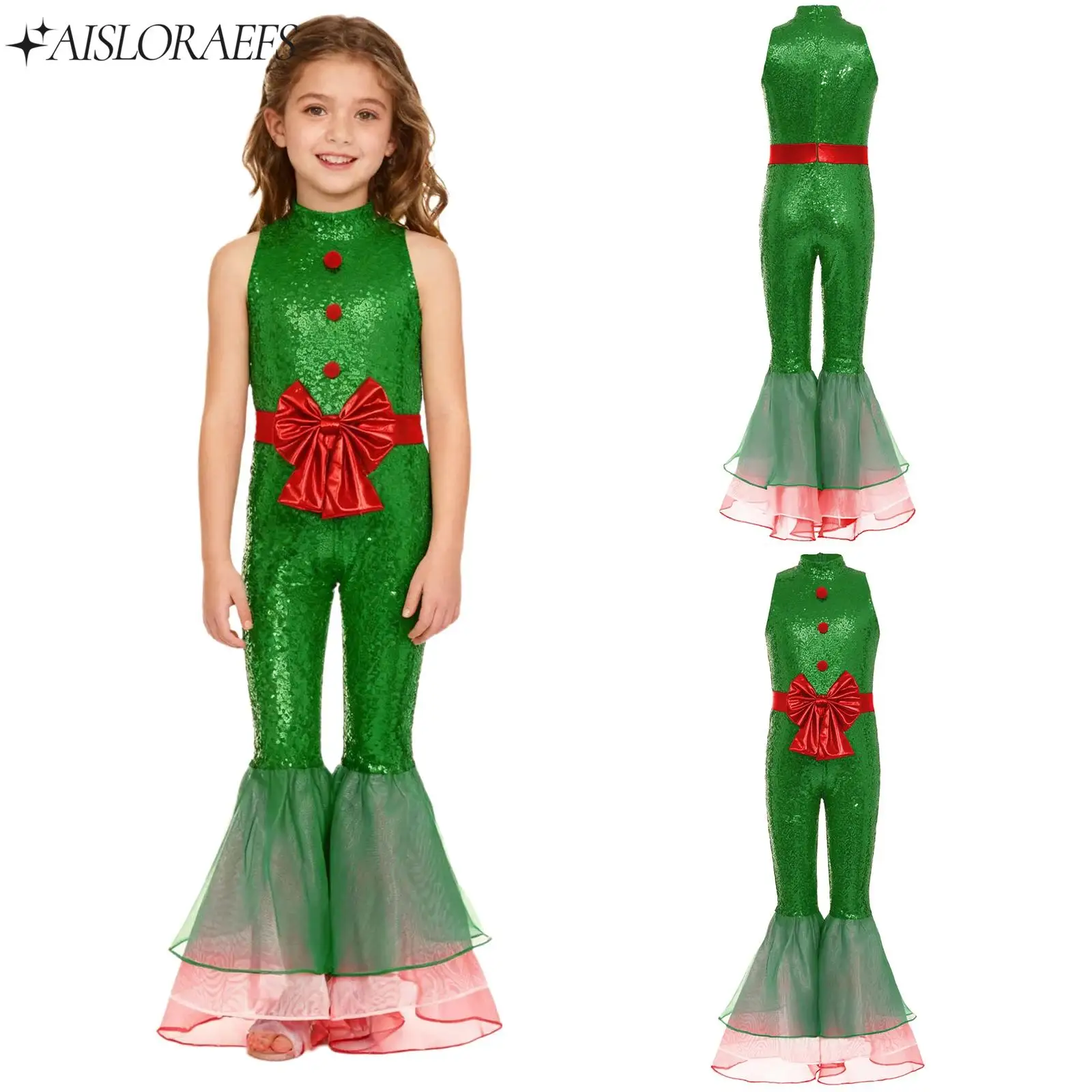 Christmas Princess Birthday Party Prom Costume Girls Sleeveless Sequin Pompom Bowknot Flared Legs Figure Skating Dance Jumpsuit
Christmas Princess Birthday Party Prom Costume Girls Sleeveless Sequin Pompom Bowknot Flared Legs Figure Skating Dance Jumpsuit
