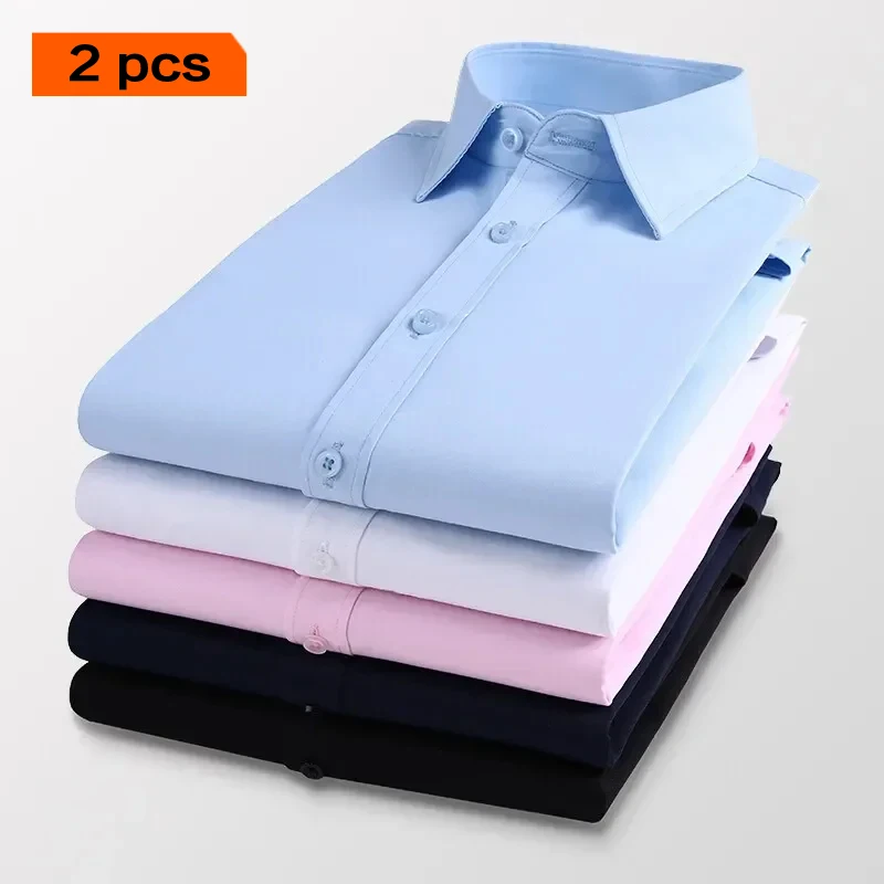2 Pcs Men's Solid Color Long-sleeved Shirt Casual Business Office Formal Dress Classic Black White Pink Blue Spring Autumn Shirt
2 Pcs Men's Solid Color Long-sleeved Shirt Casual Business Office Formal Dress Classic Black White Pink Blue Spring Autumn Shirt