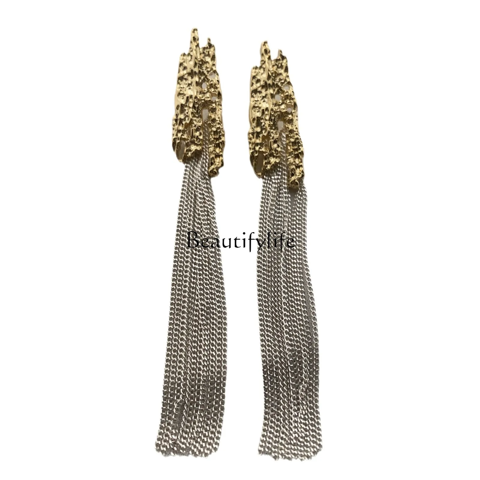 Heavy Industry Length and Width Design Earrings Irregular Shape Exaggerated Tassel Temperament Versatile Earrings
Heavy Industry Length and Width Design Earrings Irregular Shape Exaggerated Tassel Temperament Versatile Earrings