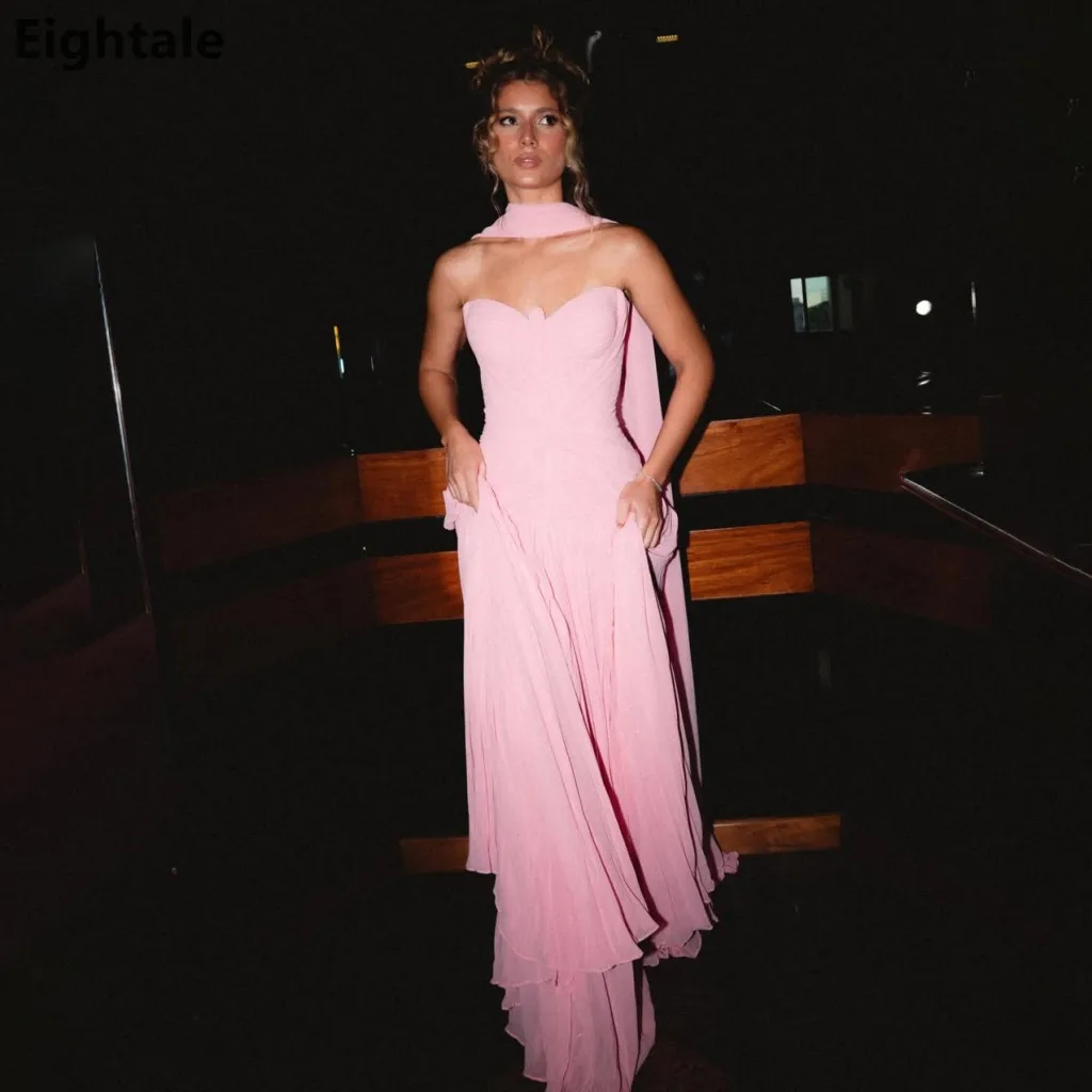 Eightale 2026 Pink Strapless Evening Dress Twisted Knot Bodice Neck Scarf Pleats Chiffon Floor Length Bridesmaid Gown Customize
Eightale 2026 Pink Strapless Evening Dress Twisted Knot Bodice Neck Scarf Pleats Chiffon Floor Length Bridesmaid Gown Customize
