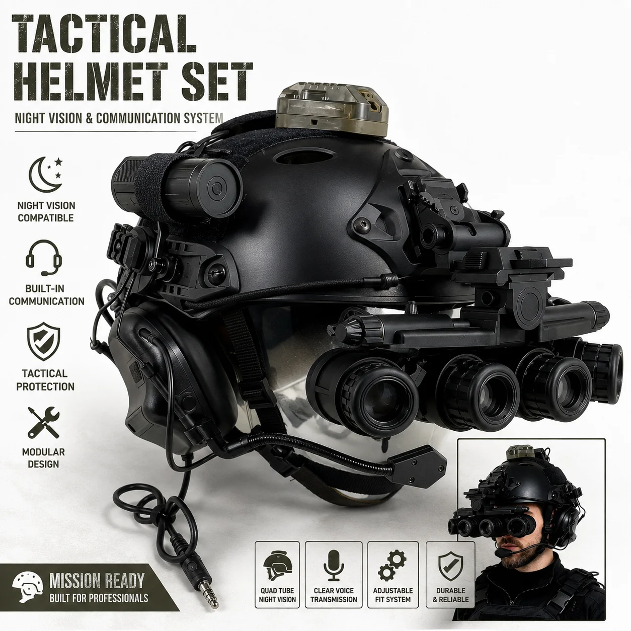 Fast Airsoft Helmet Set COD Ghost Nightwar Cosplay Props with Camera Tactical Headset Signal Light L4G24 Non-functional NVG
Fast Airsoft Helmet Set COD Ghost Nightwar Cosplay Props with Camera Tactical Headset Signal Light L4G24 Non-functional NVG