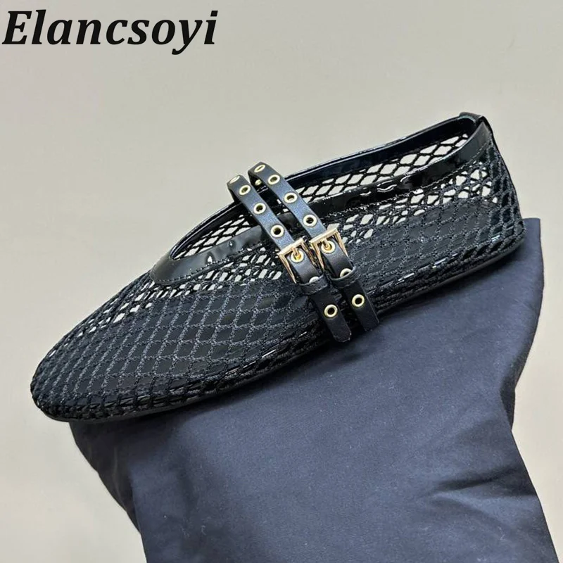 Spring Round Toe Mesh Belt Buckle Flat Shoes For Women Solid Color Retro Breathable Casual Shoes Versatile Ballet Shoes 2024
Spring Round Toe Mesh Belt Buckle Flat Shoes For Women Solid Color Retro Breathable Casual Shoes Versatile Ballet Shoes 2024