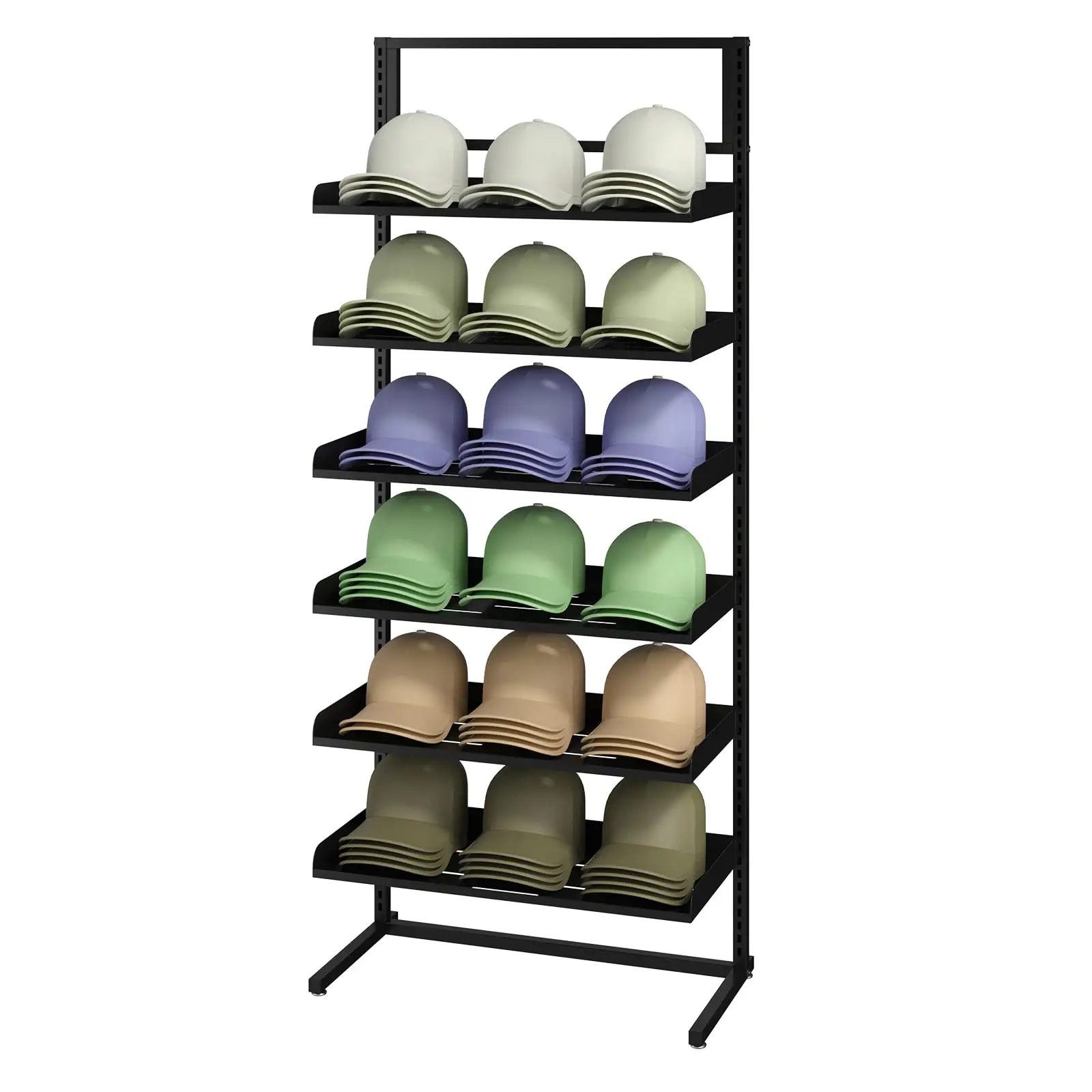 Six-Level Robust Cap Organizer With Six Adjustable Trays, Stores Up To 180 Baseball Hats For Residential Or Store Display
Six-Level Robust Cap Organizer With Six Adjustable Trays, Stores Up To 180 Baseball Hats For Residential Or Store Display