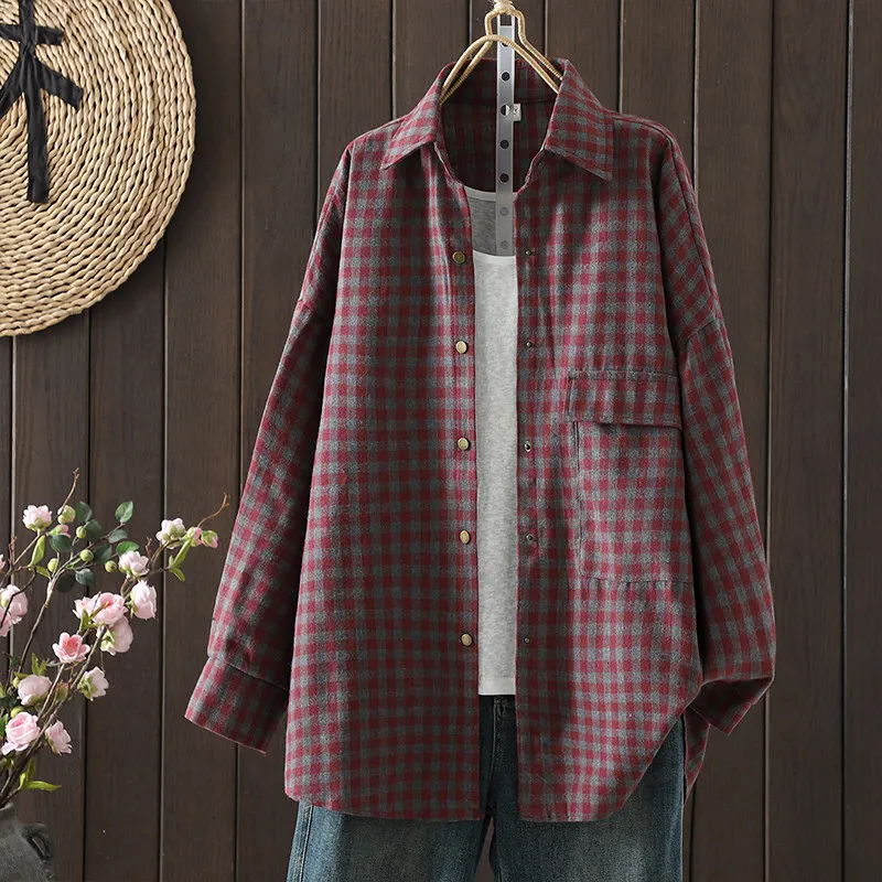 SuperAen New 2026 Spring Oversize Women's Loose Long-sleeved Casual Plaid Single-breasted Shirts
SuperAen New 2026 Spring Oversize Women's Loose Long-sleeved Casual Plaid Single-breasted Shirts