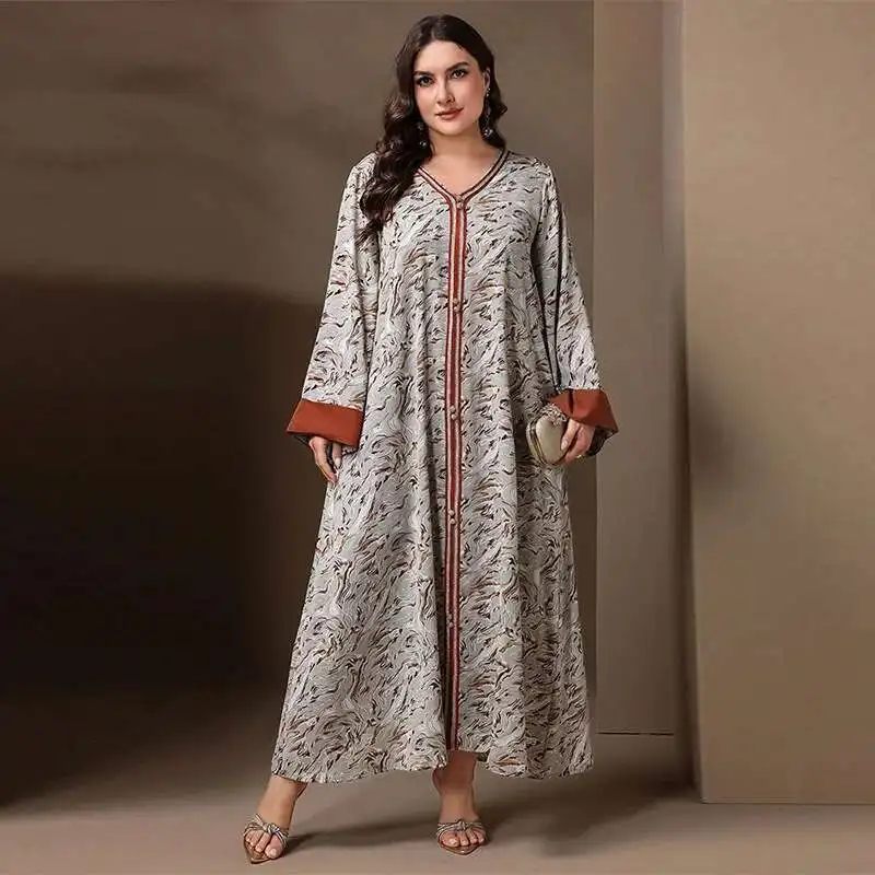 Kyp1266 Muslim Fashion Printed Four Sided Elastic Robe Dubai Arab Banquet Large Size Dress Ramadan Dubai Luxury Islam Elegant
Kyp1266 Muslim Fashion Printed Four Sided Elastic Robe Dubai Arab Banquet Large Size Dress Ramadan Dubai Luxury Islam Elegant