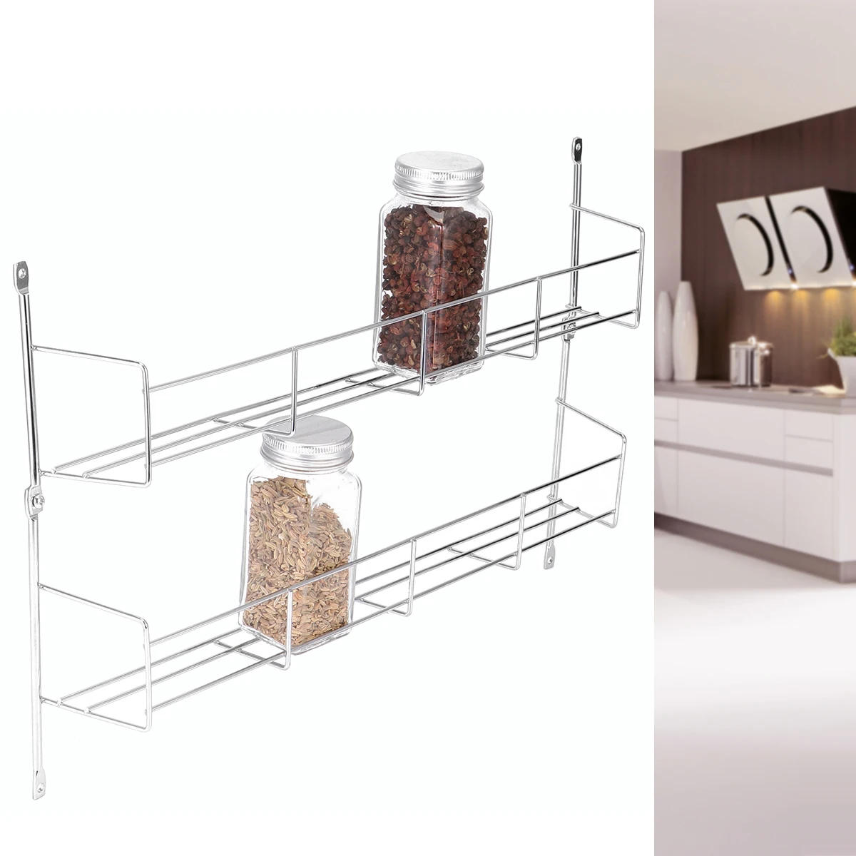 2 Layer Stainless Steel Multifunction Storage Hanging Spice Organizer Kitchen Condiment Shelf Rust Resistant Easy
2 Layer Stainless Steel Multifunction Storage Hanging Spice Organizer Kitchen Condiment Shelf Rust Resistant Easy