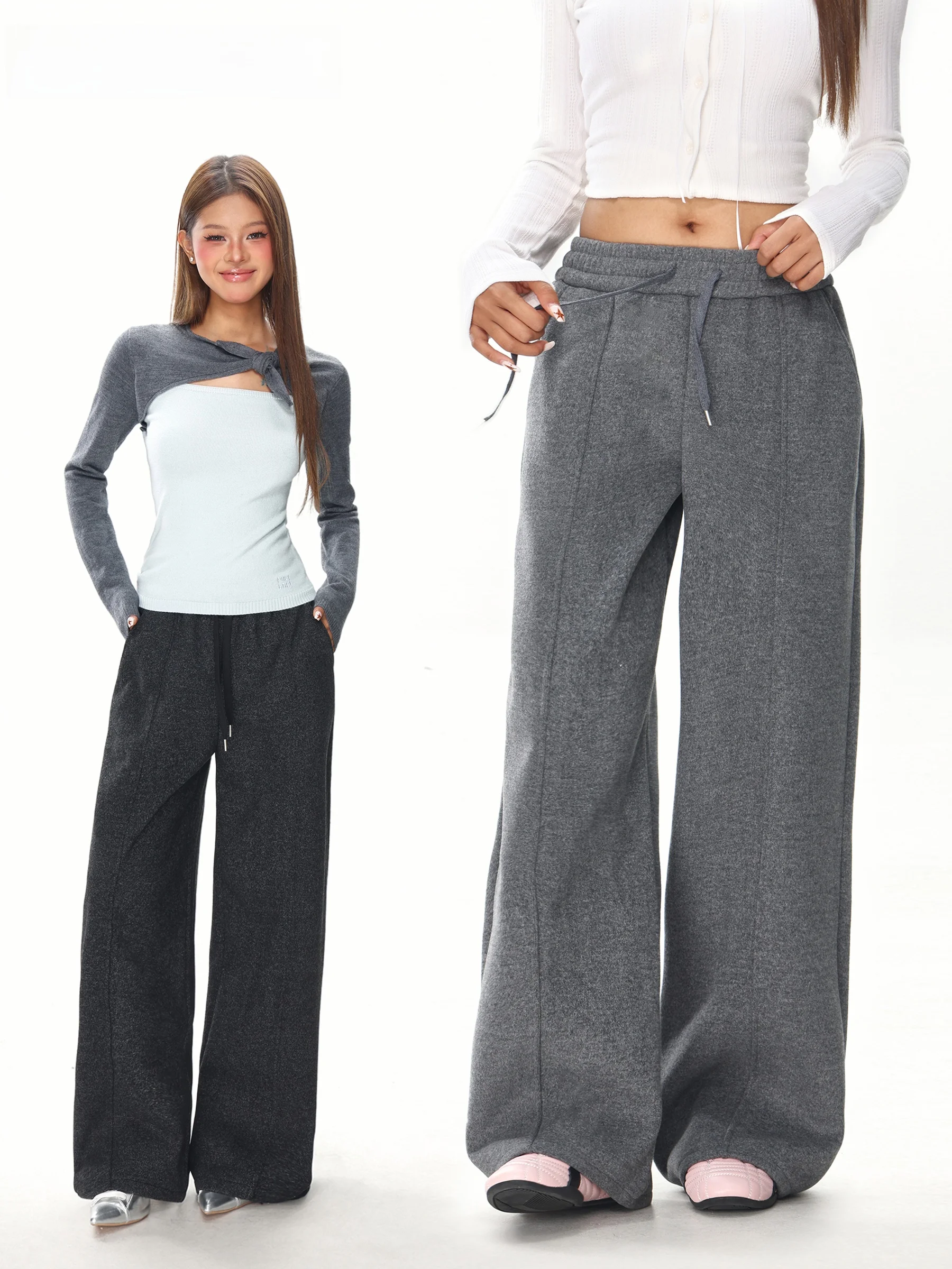 High Waist Wide Leg Pants Women's Loose Floor-Length American Drawstring Casual Trousers Lazy Straight Leg Pants
High Waist Wide Leg Pants Women's Loose Floor-Length American Drawstring Casual Trousers Lazy Straight Leg Pants