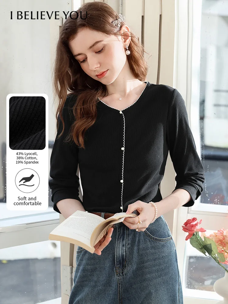 I BELIEVE YOU Knitted Thin Sweater for Women Autumn 2025 Contrasting Lace V-neck Top Chic Buttons Fake Placket Tops 2253226117
I BELIEVE YOU Knitted Thin Sweater for Women Autumn 2025 Contrasting Lace V-neck Top Chic Buttons Fake Placket Tops 2253226117