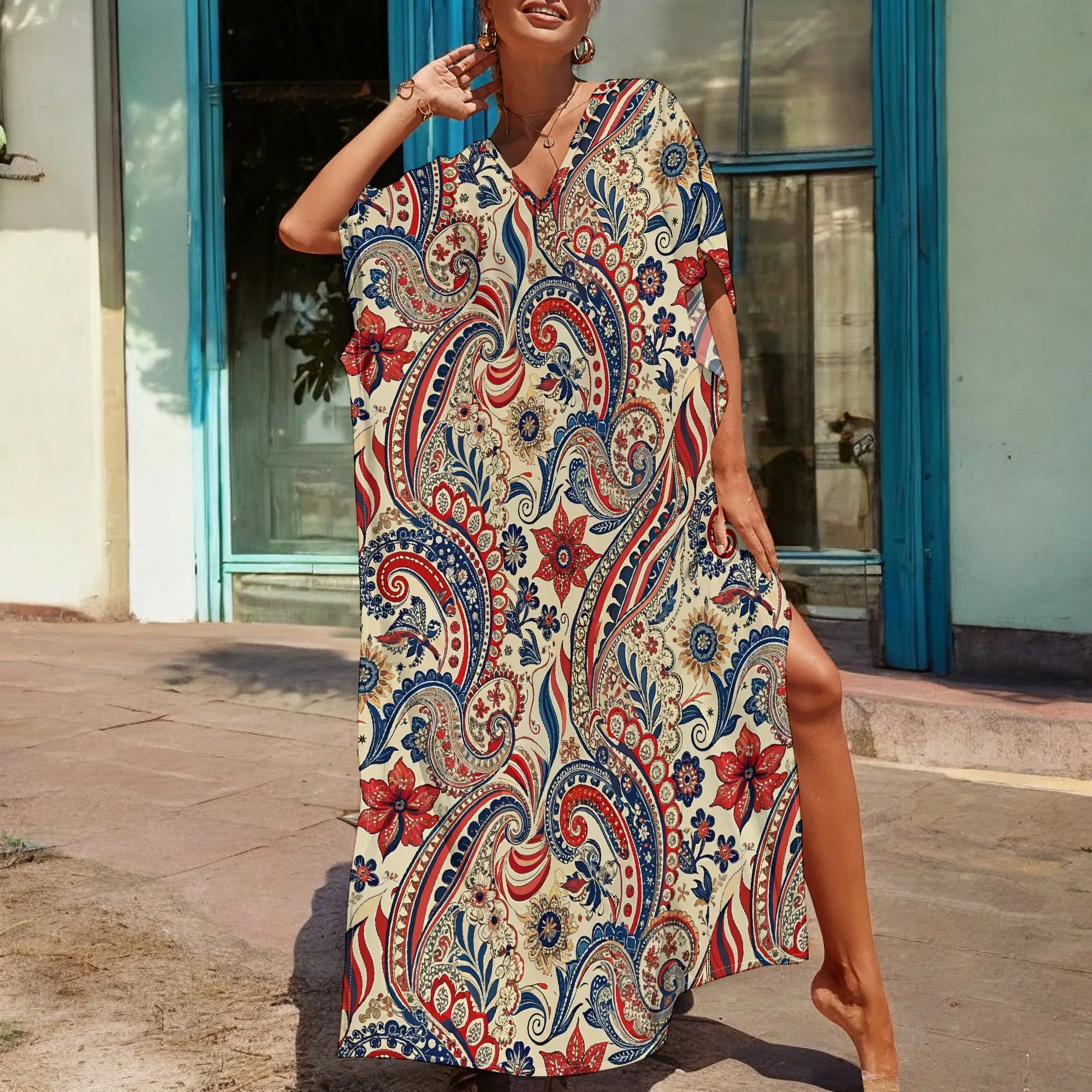 Boho Paisley Maxi Dress S-3XL Red Blue Print Kaftan for Women 4th of July Summer Look
Boho Paisley Maxi Dress S-3XL Red Blue Print Kaftan for Women 4th of July Summer Look