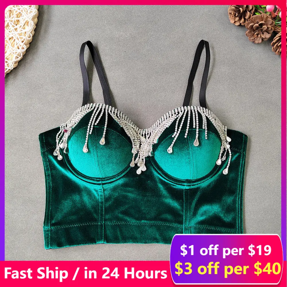 Hot Sexy Spaghetti Strap Cami Gold Velvet Tube Top Slim Rhinestone Cropped Top Women Summer Casual Backless Skinny Tassel Corset
Hot Sexy Spaghetti Strap Cami Gold Velvet Tube Top Slim Rhinestone Cropped Top Women Summer Casual Backless Skinny Tassel Corset