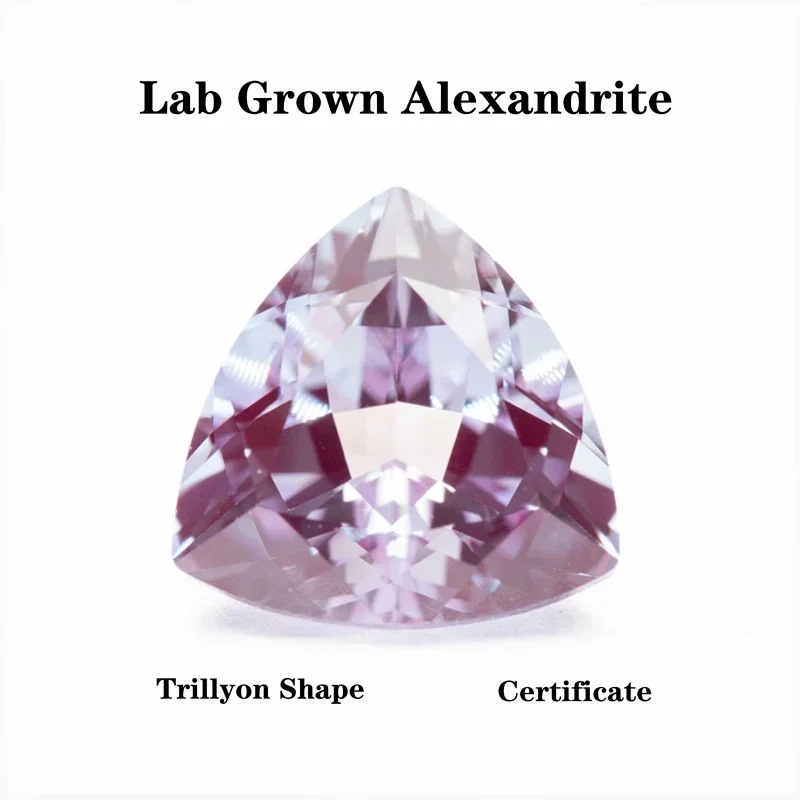 TOP Lab Grown Alexandrite Trillyon Shape Color Changing Stone Charms Gemstone DIY Ring Necklace Earrings Materials Certificate 
TOP Lab Grown Alexandrite Trillyon Shape Color Changing Stone Charms Gemstone DIY Ring Necklace Earrings Materials Certificate