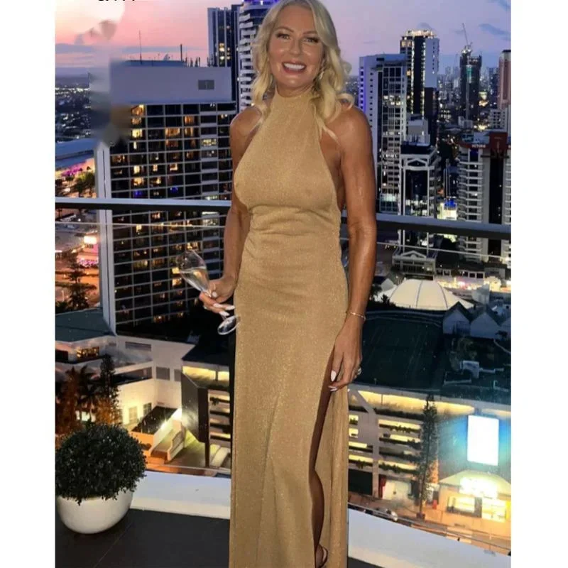 Sexy Halt Shinny Maxi Dresses Women Slim O Neck Split Backless Hip Package Lady Party Dress 2024 Summer Elegant Female Vestidos
Sexy Halt Shinny Maxi Dresses Women Slim O Neck Split Backless Hip Package Lady Party Dress 2024 Summer Elegant Female Vestidos
