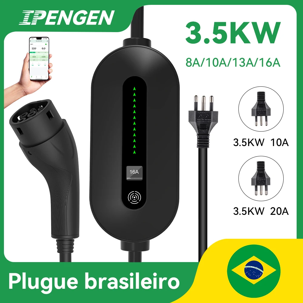 IPENGEN Type2 Brazilian plug EV Portable Charger 3.5KW 16A 1Phase EVSE Charging Box APP Control Car Charger for Electric Vehicle
IPENGEN Type2 Brazilian plug EV Portable Charger 3.5KW 16A 1Phase EVSE Charging Box APP Control Car Charger for Electric Vehicle